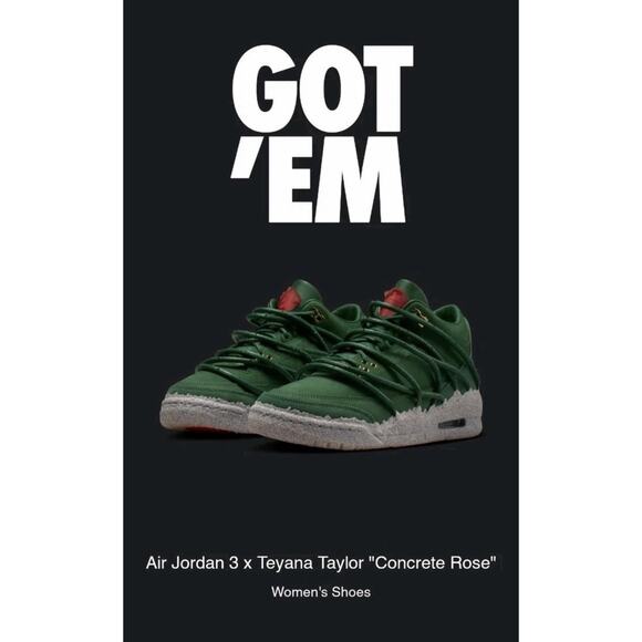Nike Air Jordan 3 x Teyana Taylor ‘Concrete Rose’ US W 6 M 4.5 Brand New - Picture 3 of 5